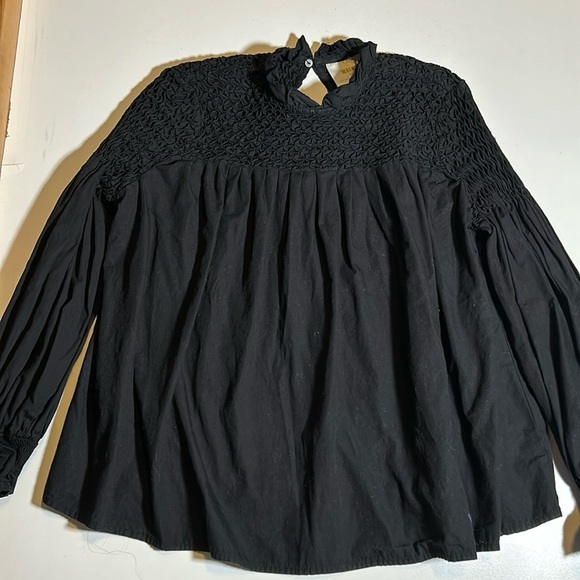 Maeve Black Long Sleeve Oversized Blouse 100% Cotton Sz 0 C10 - Picture 1 of 4